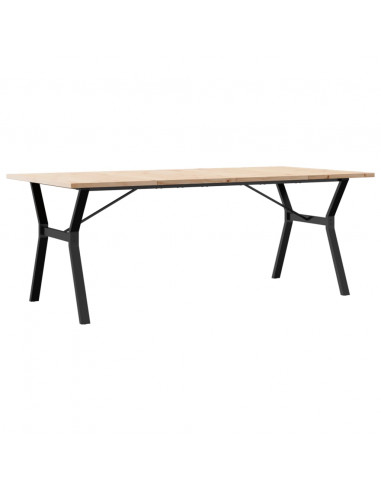 Tavolo Pranzo Telaio a Y 200x100x75,5 cm Massello Pino e Ghisa