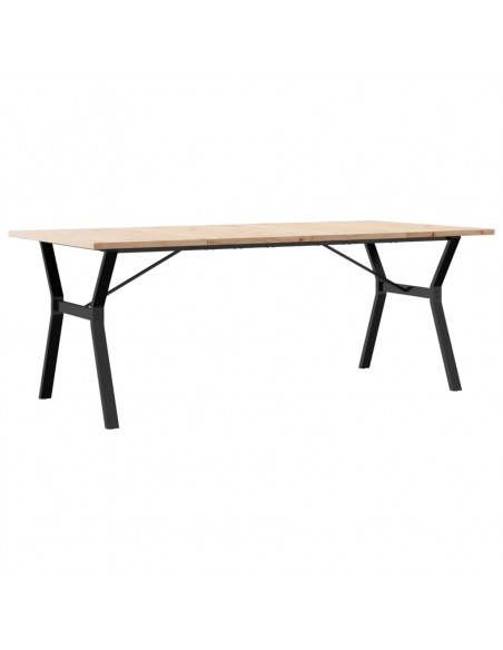 Tavolo Pranzo Telaio a Y 200x100x75,5 cm Massello Pino e Ghisa