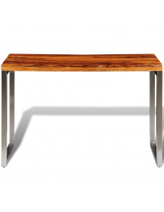 Tavolo Scrivania in Legno Massello di Sheesham Gambe Acciaio