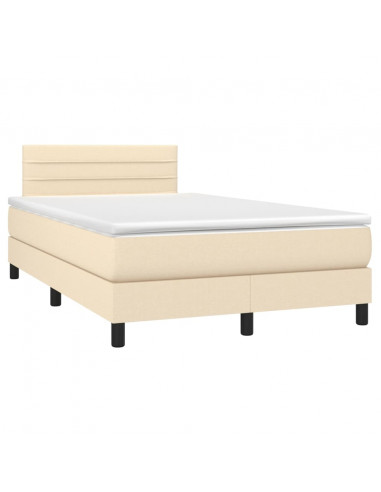Letto a Molle con Materasso e LED Crema 120x190 cm in Tessuto