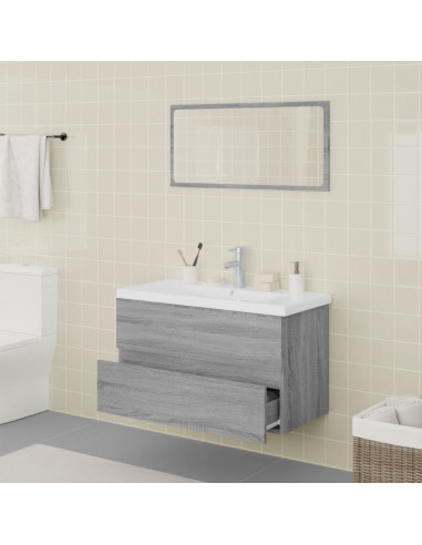 Set di Mobili da Bagno Grigio Sonoma in Legno Multistrato