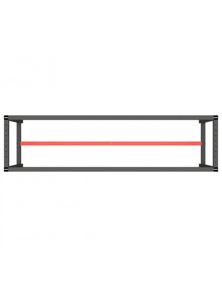Telaio Banco da Lavoro Nero e Rosso Opaco 210x50x79 cm Metallo