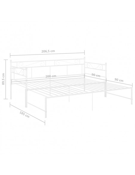 Telaio Divano Letto Estraibile Bianco in Metallo 90x200 cm