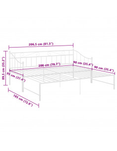 Telaio Divano Letto Estraibile Bianco in Metallo 90x200 cm