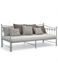 Telaio Divano Letto Estraibile Grigio in Metallo 90x200 cm