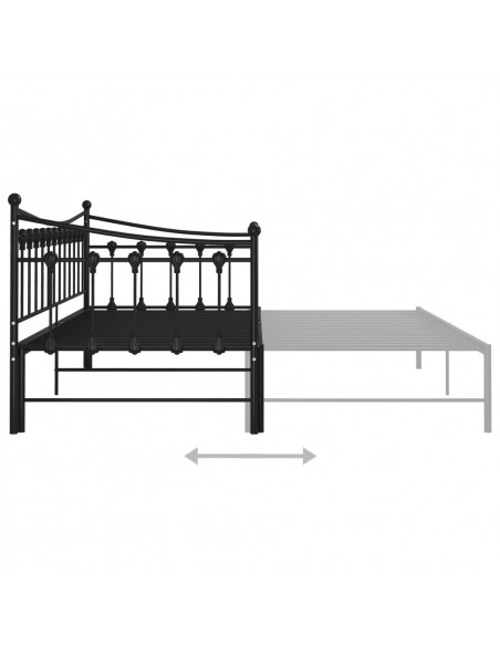 Telaio Divano Letto Estraibile Nero in Metallo 90x200 cm