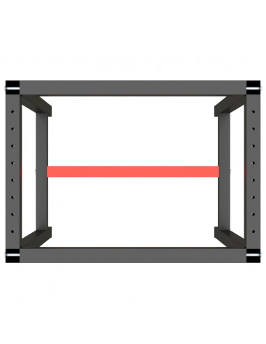 Telaio per Banco da Lavoro Nero Rosso Opaco 70x50x79 cm Metallo