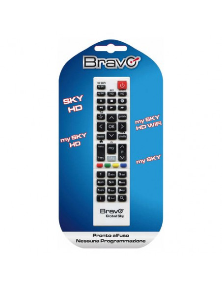Telecomando tv Bravo GLOBAL SKY Per Decoder Silver