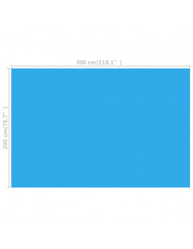 Telo Copripiscina Solare Copertura Rettangolare PE 300 x 200 cm Blu