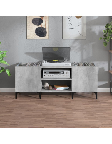 Mobile Porta Dischi Grigio Cemento 121x38x48 Legno Multistrato