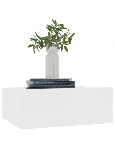 Comodino Pensile Bianco 40x30x15 cm in Legno Multistrato