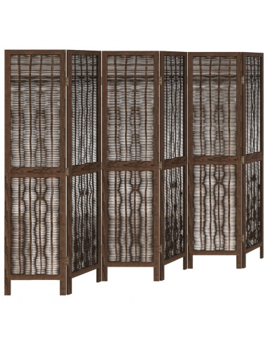 Divisorio Ambienti 6 Pannelli Marrone Scuro Massello Paulownia