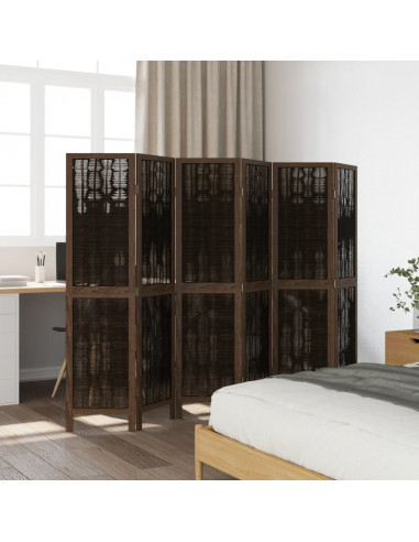 Divisorio Ambienti 6 Pannelli Marrone Scuro Massello Paulownia