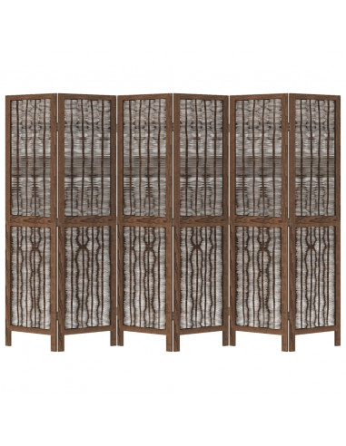 Divisorio Ambienti 6 Pannelli Marrone Scuro Massello Paulownia