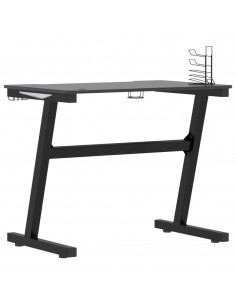 Scrivania da Gaming con LED e Gambe a Z Nera 90x60x75 cm 2
