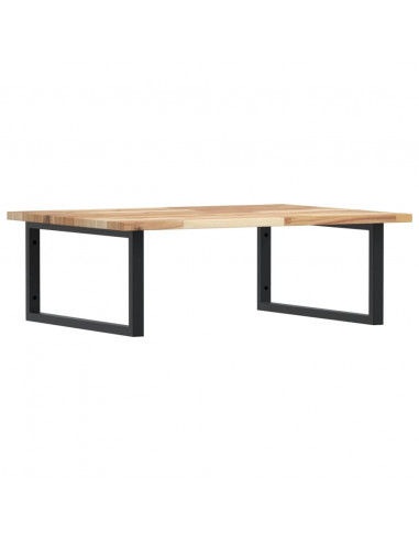 Ripiano a Parete per Lavabo in Acciaio e Massello di Acacia