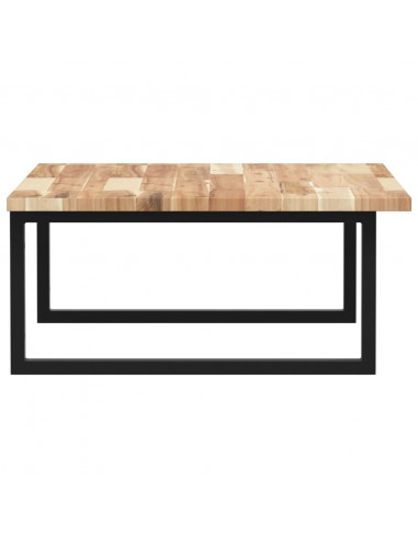 Ripiano a Parete per Lavabo in Acciaio e Massello di Acacia