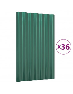 Pannelli Tetto 36pz Acciaio Verniciato a Polvere Verde 60x36 cm 2