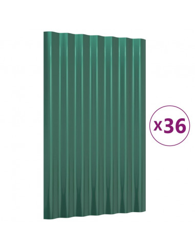 Pannelli Tetto 36pz Acciaio Verniciato a Polvere Verde 60x36 cm