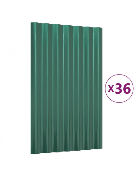 Pannelli Tetto 36pz Acciaio Verniciato a Polvere Verde 60x36 cm