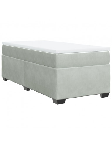 Giroletto a Molle con Materasso Grigio Chiaro 90x200 cm Velluto