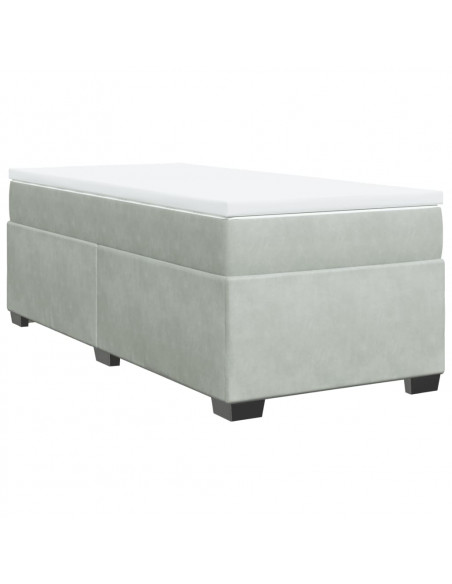 Giroletto a Molle con Materasso Grigio Chiaro 90x200 cm Velluto
