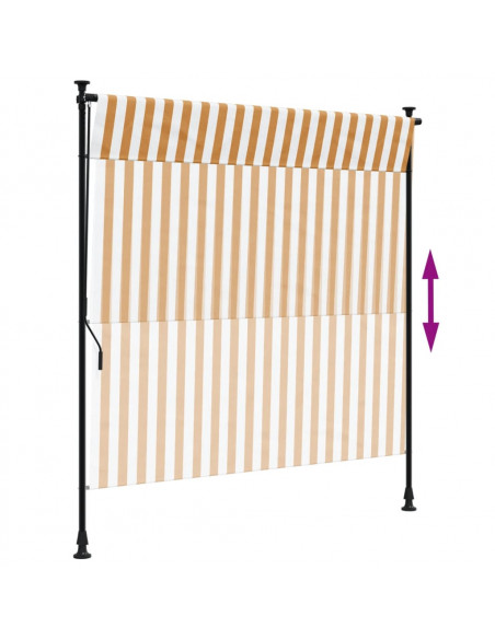 Tenda a Rullo Esterno Arancio Bianca 150x270 cm Tessuto Acciaio