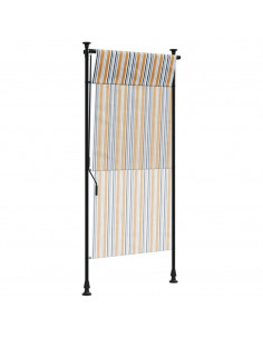 Tenda a Rullo Esterno Gialla e Bianca 100x270cm Tessuto Acciaio