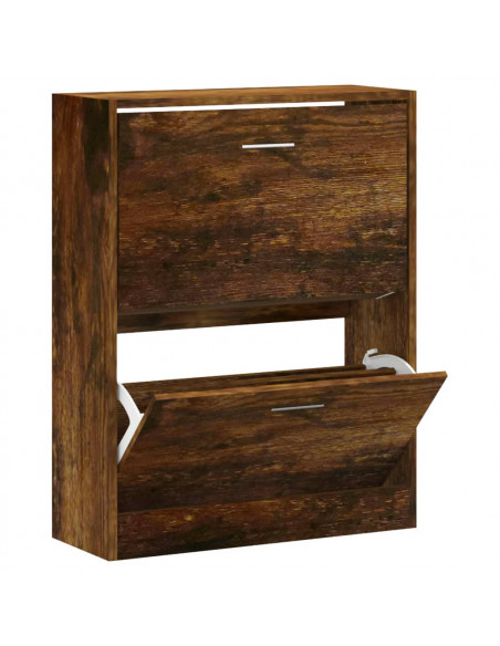 Scarpiera Rovere Fumo 63x24x81 cm in Legno Multistrato