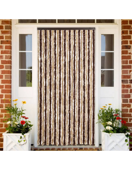 Tenda Antimosche Beige e Marrone Chiaro 100x200 cm in Ciniglia