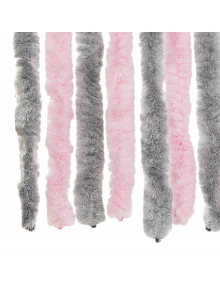 Tenda Antimosche Grigio Argento e Rosa 56x185 cm in Ciniglia