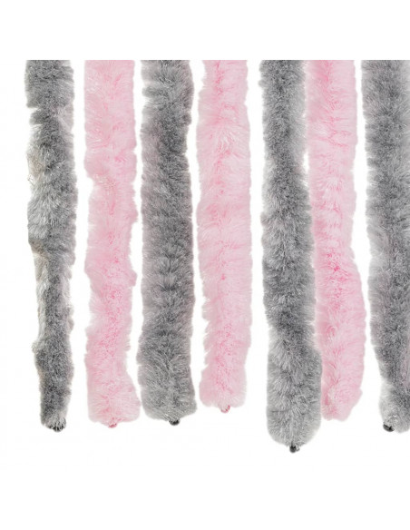 Tenda Antimosche Grigio Argento e Rosa 56x200 cm in Ciniglia