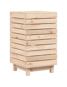 Cesto per Bucato 44x44x76 cm Legno Massello Pino 2