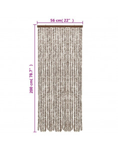 Tenda Antimosche Tortora e Bianca 56x200 cm in Ciniglia