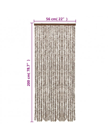 Tenda Antimosche Tortora e Bianca 56x200 cm in Ciniglia