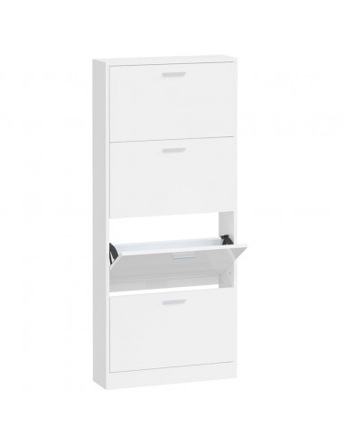 Scarpiera Bianco Lucido 59x17x150 cm in Legno Multistrato