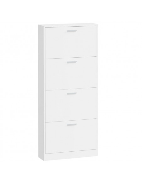 Scarpiera Bianco Lucido 59x17x150 cm in Legno Multistrato