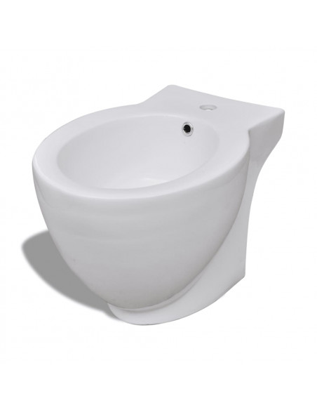 Bidè Rotondo Bianco con Piede di Alta Qualità in Ceramica