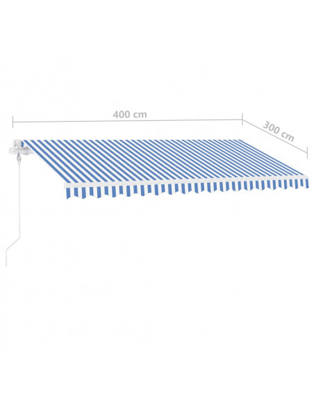 Tenda Automatica con Sensore Vento e LED 400x300 cm Blu Bianca