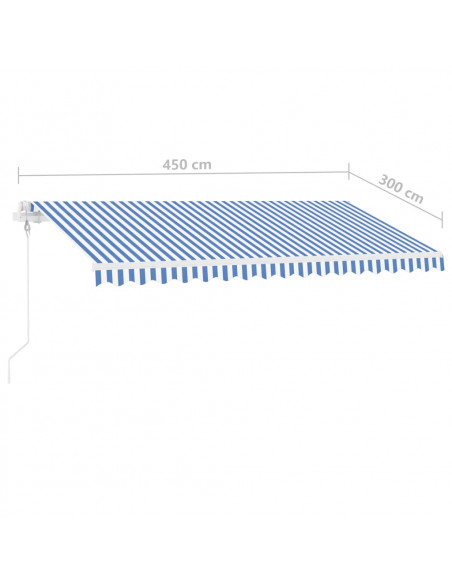Tenda Automatica con Sensore Vento e LED 450x300 cm Blu Bianca