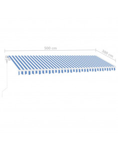 Tenda Automatica con Sensore Vento e LED 500x300 cm Blu Bianca