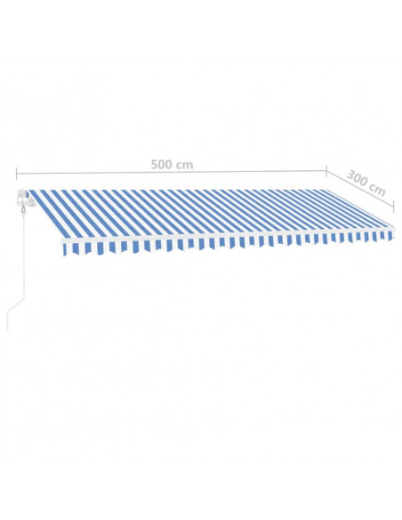 Tenda Automatica con Sensore Vento e LED 500x300 cm Blu Bianca
