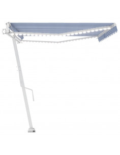 Tenda Automatica con Sensore Vento e LED 500x350 cm Blu Bianca