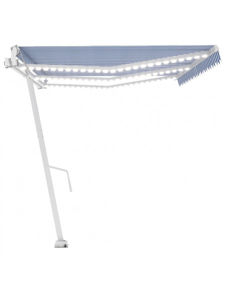 Tenda Automatica con Sensore Vento e LED 600x300 cm Blu Bianca