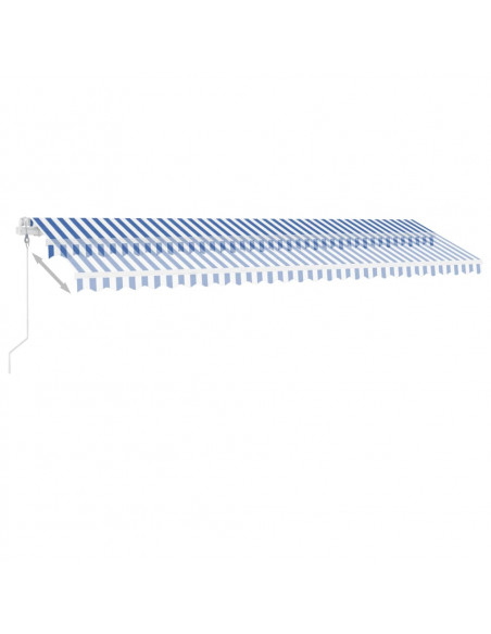 Tenda Automatica con Sensore Vento e LED 600x350 cm Blu Bianca