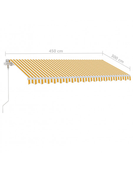 Tenda Automatica Sensore Vento e LED 450x300 cm Gialla Bianca