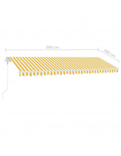 Tenda Automatica Sensore Vento e LED 500x300 cm Gialla Bianca