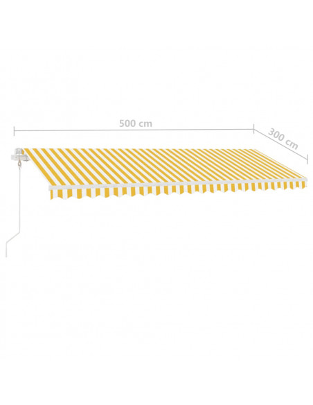 Tenda Automatica Sensore Vento e LED 500x300 cm Gialla Bianca