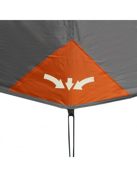 Tenda Campeggio 10 Persone Grigio e Arancione Impermeabile