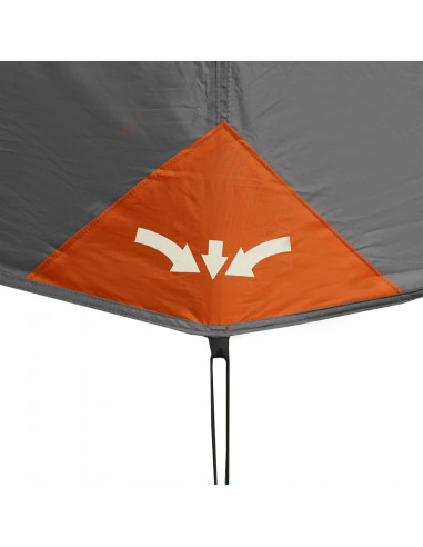 Tenda Campeggio 6 Persone Grigio e Arancione Impermeabile